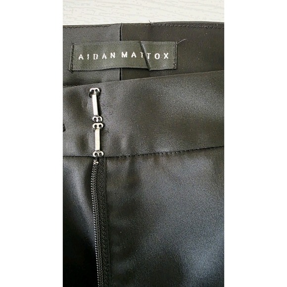 Aidan Mattox Black Satin Dress Pants Straight Slightly Tapered Leg Size 14 - Picture 6 of 9